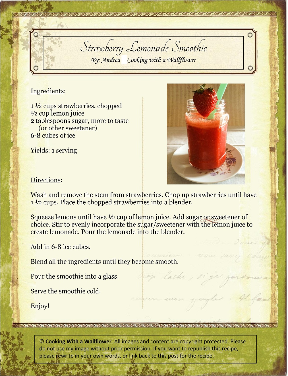 Strawberry Lemonade Smoothie Cooking With A Wallflower