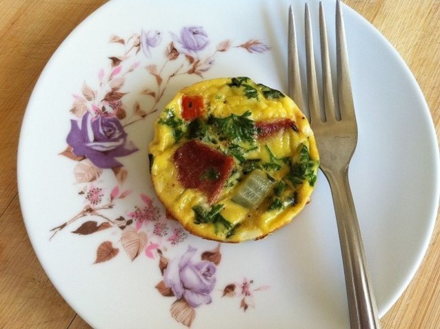 Mini Frittatas with Bacon, Spinach and Mushrooms