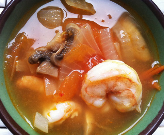 Thai Spicy and Sour Soup with Shrimp