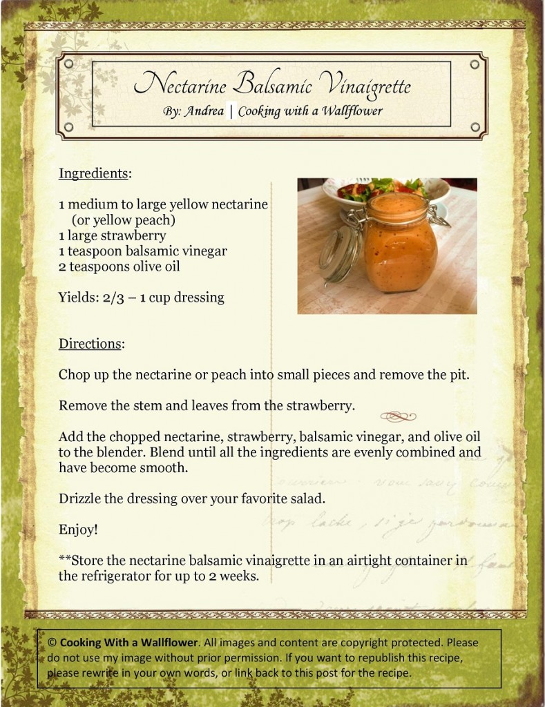 Nectarine Balsamic Vinaigrette Recipe Card
