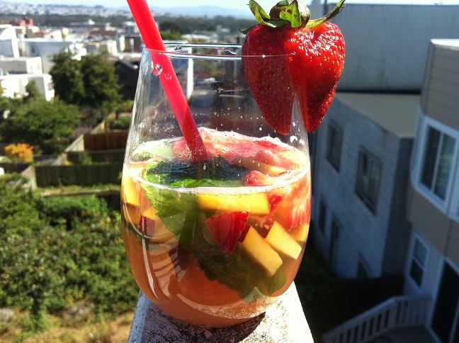 Peach Strawberry Mint Infused Club Soda