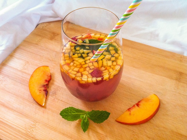Raspberry Peach Mint Coconut Water | Cooking with a Wallflower