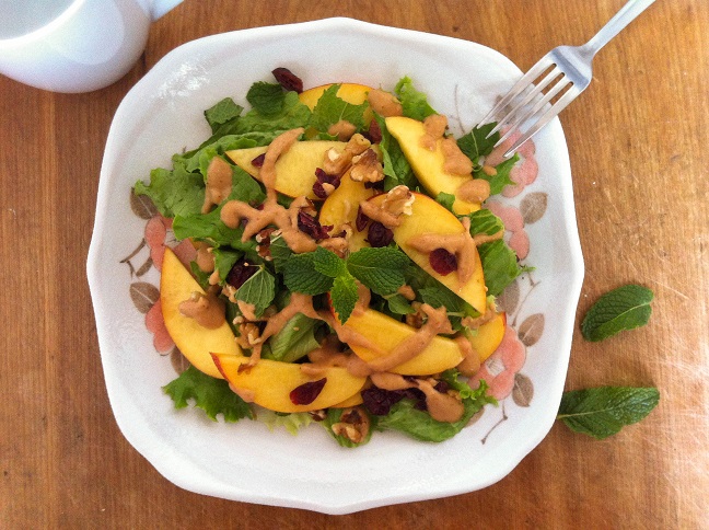 Nectarine, Walnuts, and Dried Cranberry Salad | Cooking with a Wallflower
