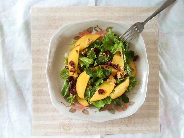 Nectarine, Walnuts, and Dried Cranberry Salad | Cooking with a Wallflower