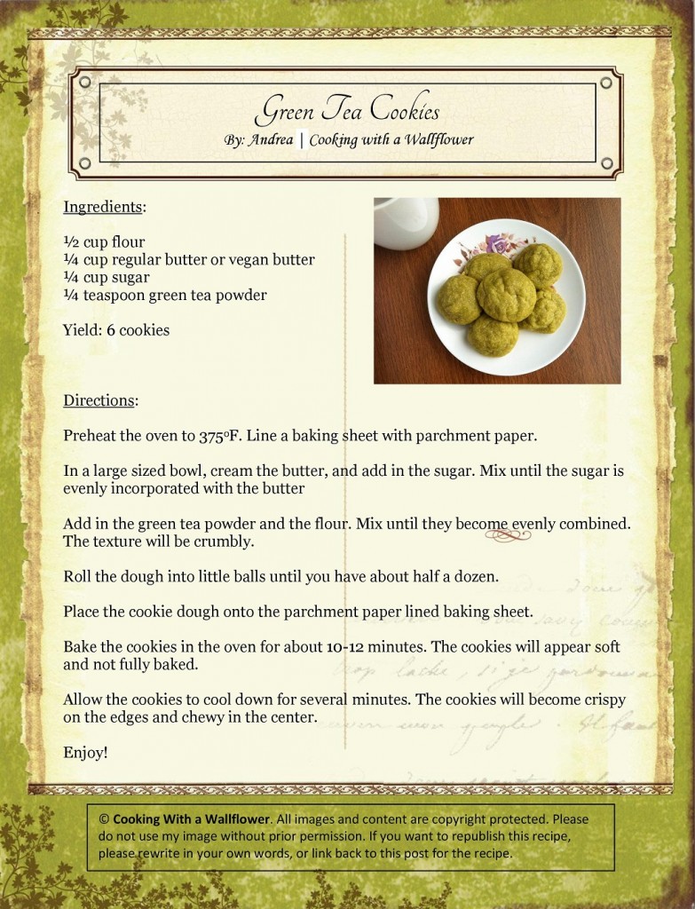 Green Tea Cookies Recipe Card