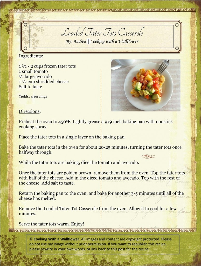 Loaded Tater Tot Casserole Recipe Card