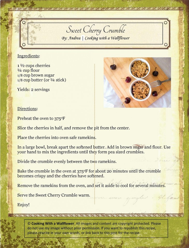 Sweet Cherry Crumble Recipe Card