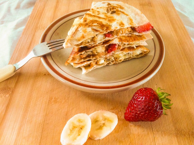 Strawberry Banana Peanut Butter Quesadillas | Cooking with a Wallflower