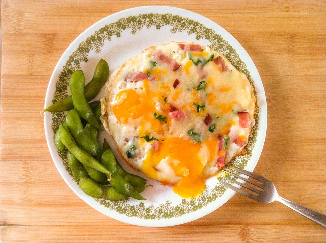 Ham and Cheese Braised Eggs