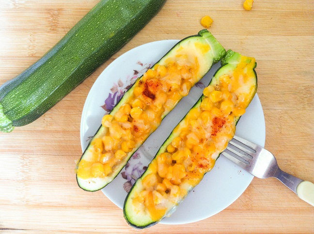 Cajun Corn and Cheese Stuffed Zucchini Boats