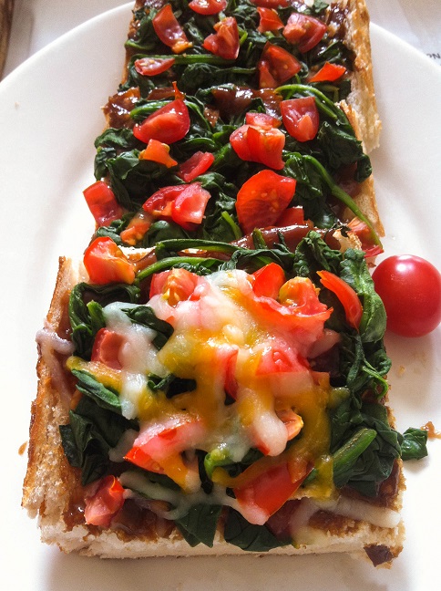 Asian-inspired Spinach Tomato French Bread Pizza