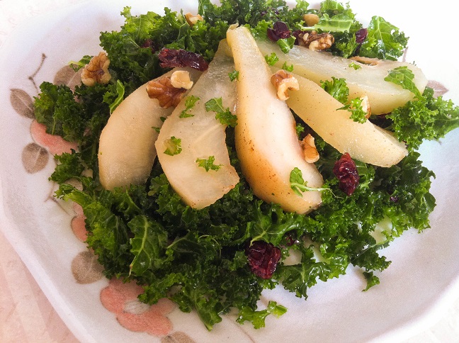 Autumn Kale Salad with Poached Pears | Cooking with a Wallflower