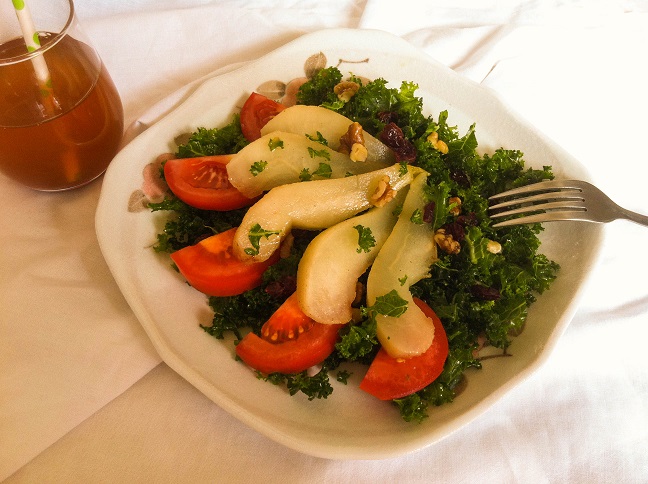 Autumn Kale Salad with Poached Pears | Cooking with a Wallflower