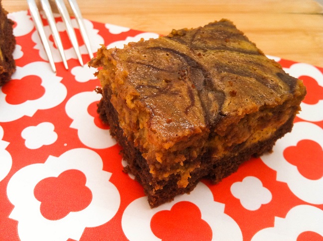 Pumpkin Cheesecake Swirled Brownies