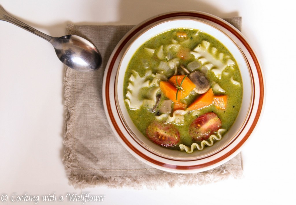 Creamy Pesto Vegetable Lasagna Soup | Cooking with a Wallflower