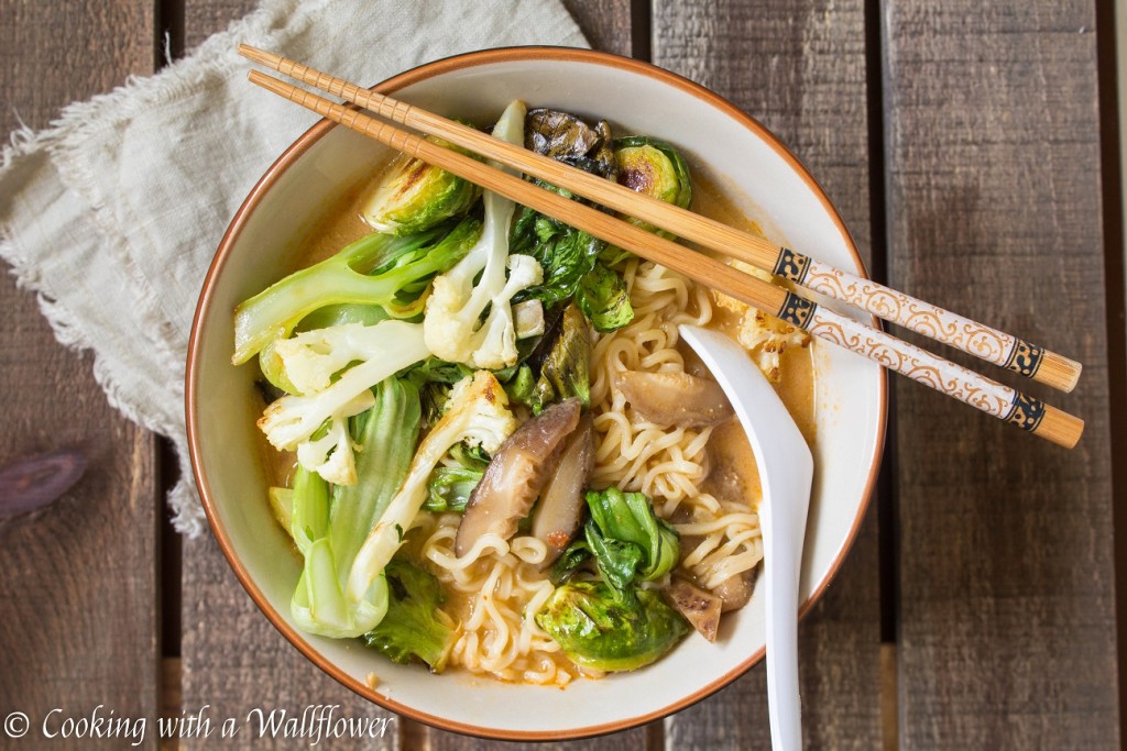 Roasted Vegetable Spicy Miso Ramen with Shiitake Mushrooms