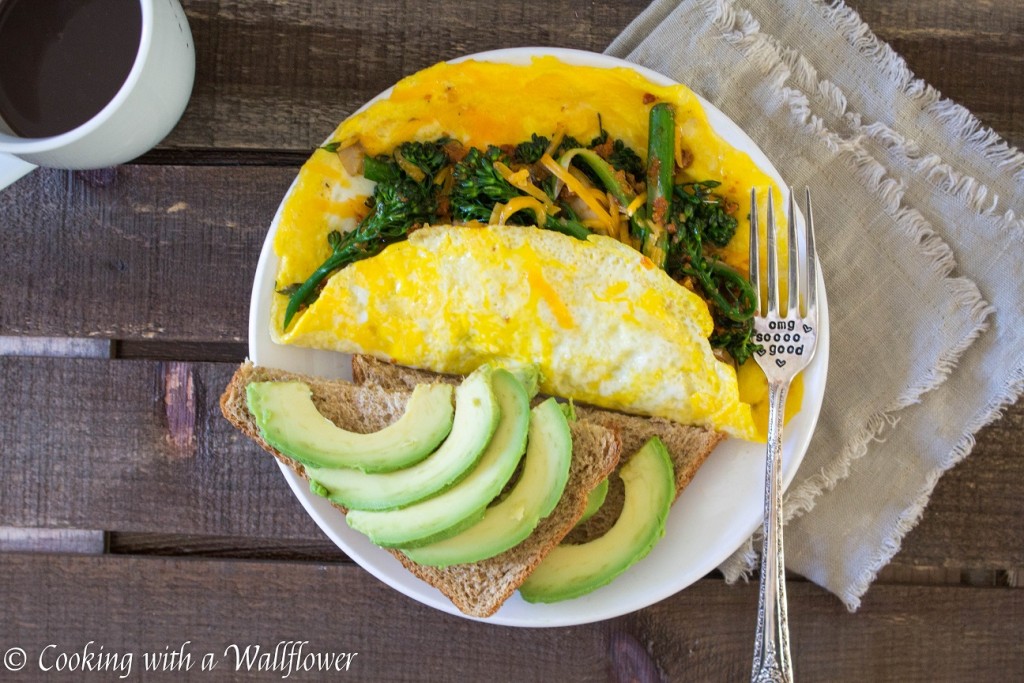 Broccolini and Mushroom Cheddar Omelet | Cooking with a Wallflower