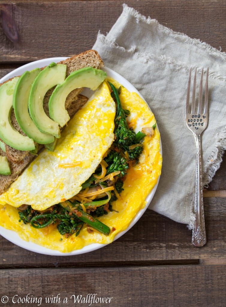 Broccolini and Mushroom Cheddar Omelet | Cooking with a Wallflower