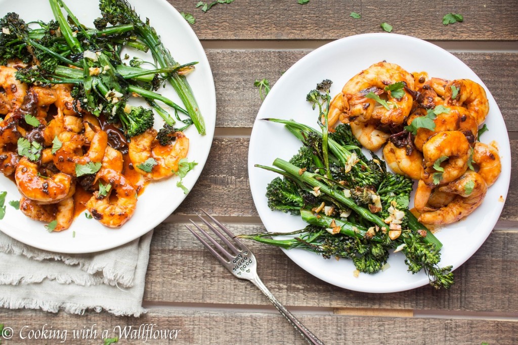 Honey Chipotle Shrimp with Roasted Garlic Broccolini