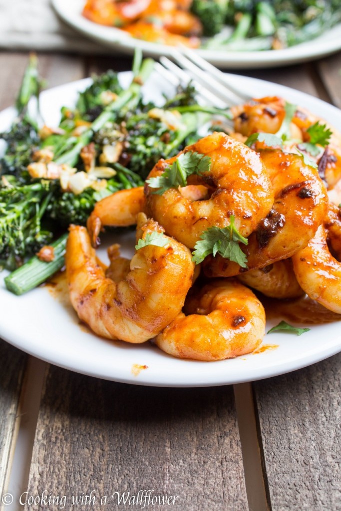 Honey Chipotle Shrimp with Roasted Garlic Broccolini | Cooking with a Wallflower