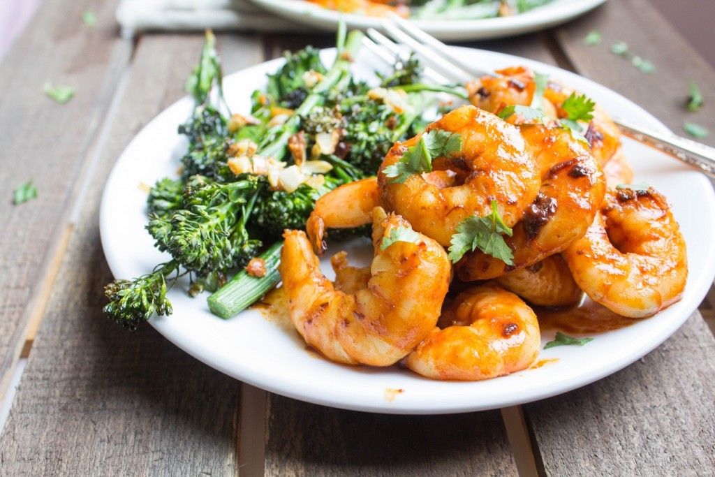 Honey Chipotle Shrimp with Roasted Garlic Broccolini | Cooking with a Wallflower