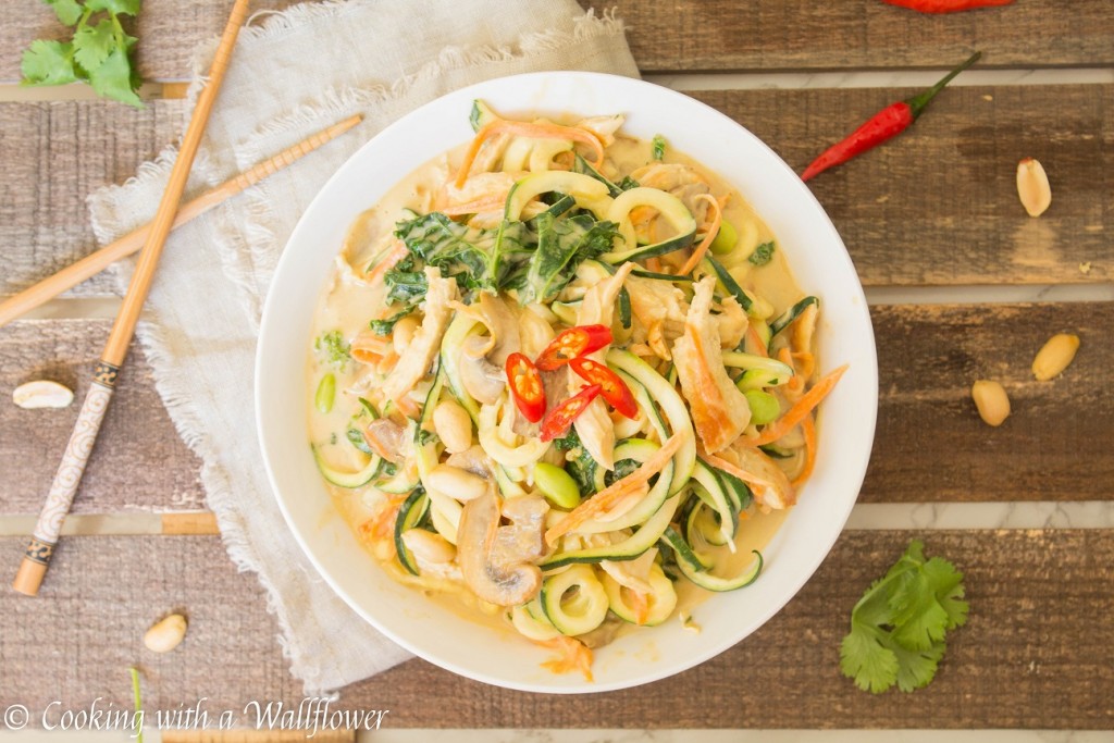 Chicken Zucchini Noodles in Coconut Peanut Sauce | Cooking with a Wallflower