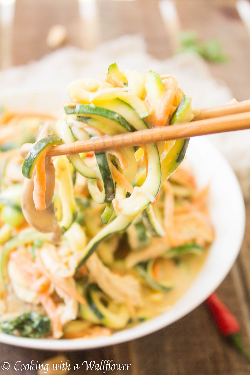 Chicken Zucchini Noodles in Coconut Peanut Sauce