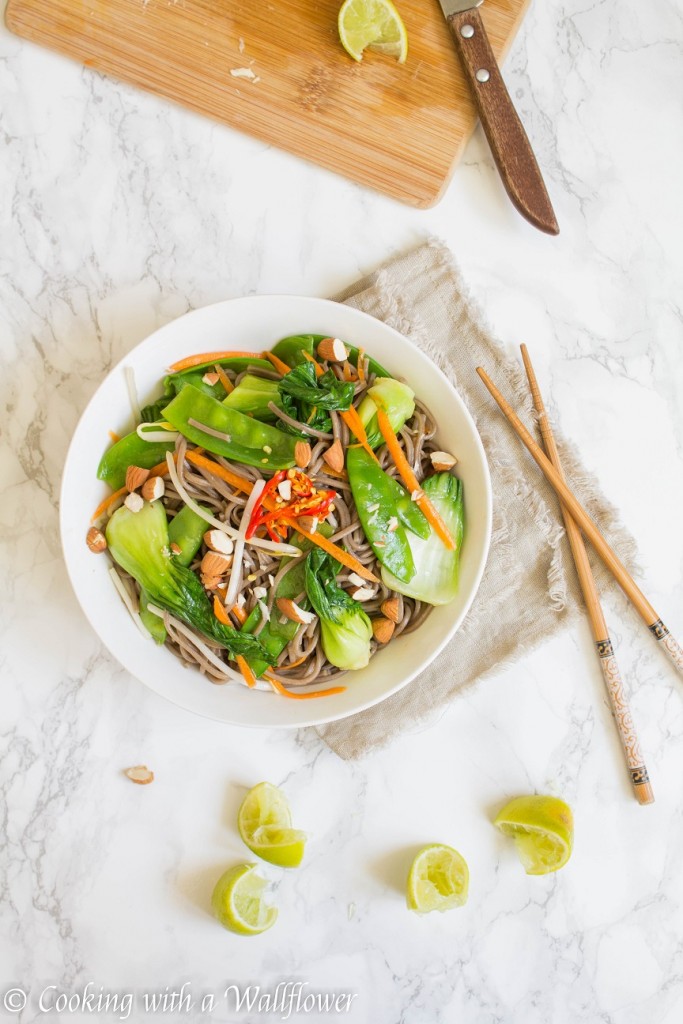 Fresh Vegetable Soba Noodle Salad with Soy Lime Vinaigrette | Cooking with a Wallflower