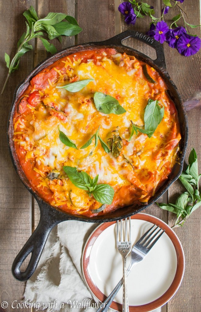 Spicy Chipotle Summer Vegetable Skillet Lasagna