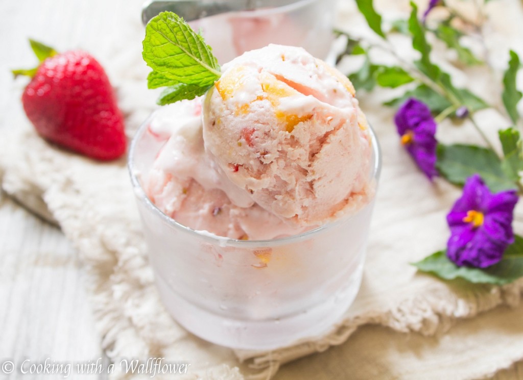 No Churn Strawberry Peach Ice Cream | Cooking with a Wallflower