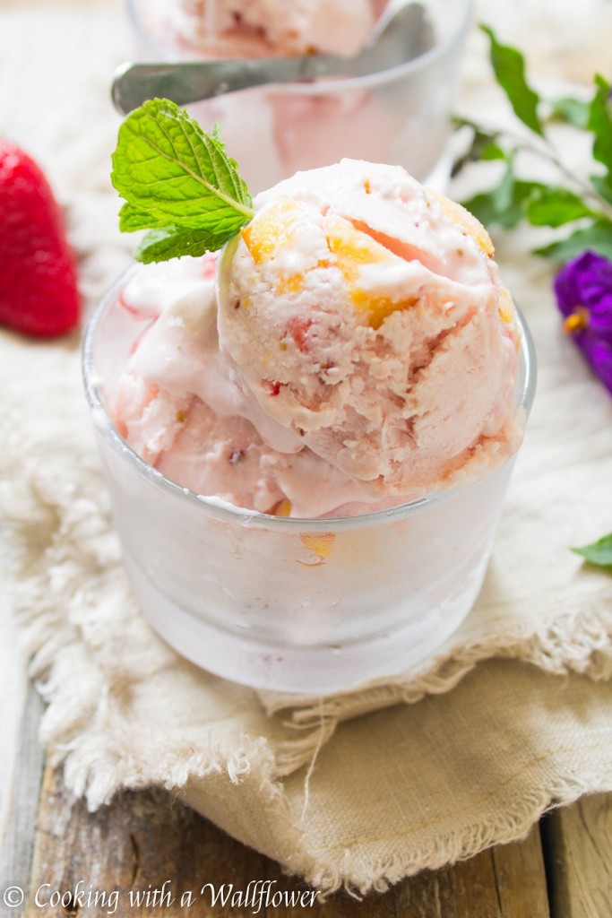 No Churn Strawberry Peach Ice Cream | Cooking with a Wallflower