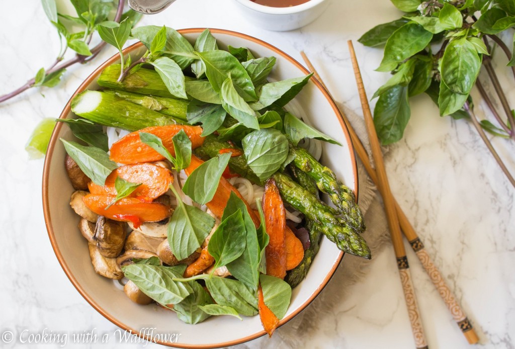 Roasted Summer Vegetable Spring Roll Bowls with Tamarind Sesame Vinaigrette | Cooking with a Wallflower