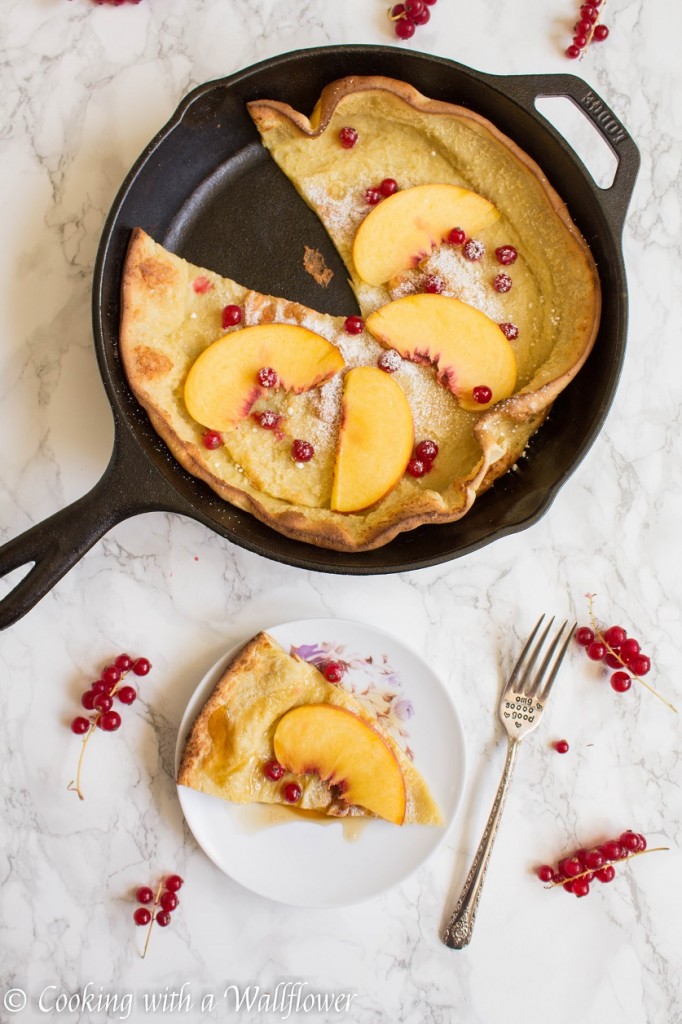 Vanilla Dutch Baby Pancake with Red Currants and Peaches | Cooking with a Wallflower