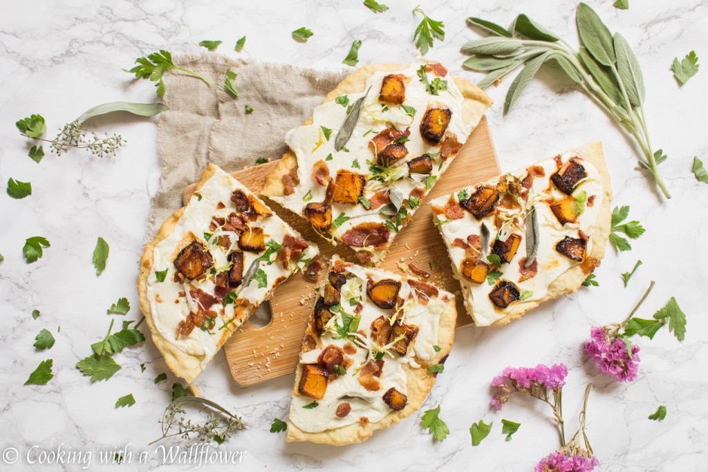 Roasted Maple Butternut Squash Bacon Flatbread | Cooking with a Wallflower