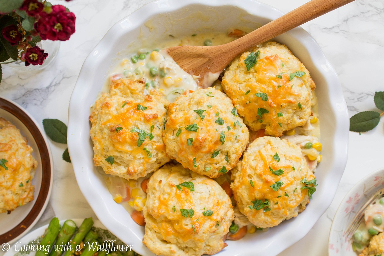 Chicken Pot Pie with Garlic Cheddar Biscuits