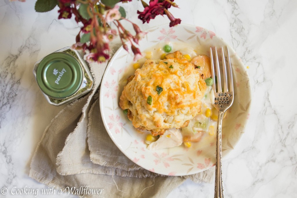 Chicken Pot Pie with Garlic Cheddar Biscuits | Cooking with a Wallflower