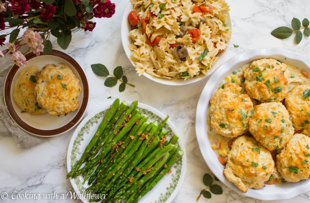 Chicken Pot Pie with Garlic Cheddar Biscuits | Cooking with a Wallflower