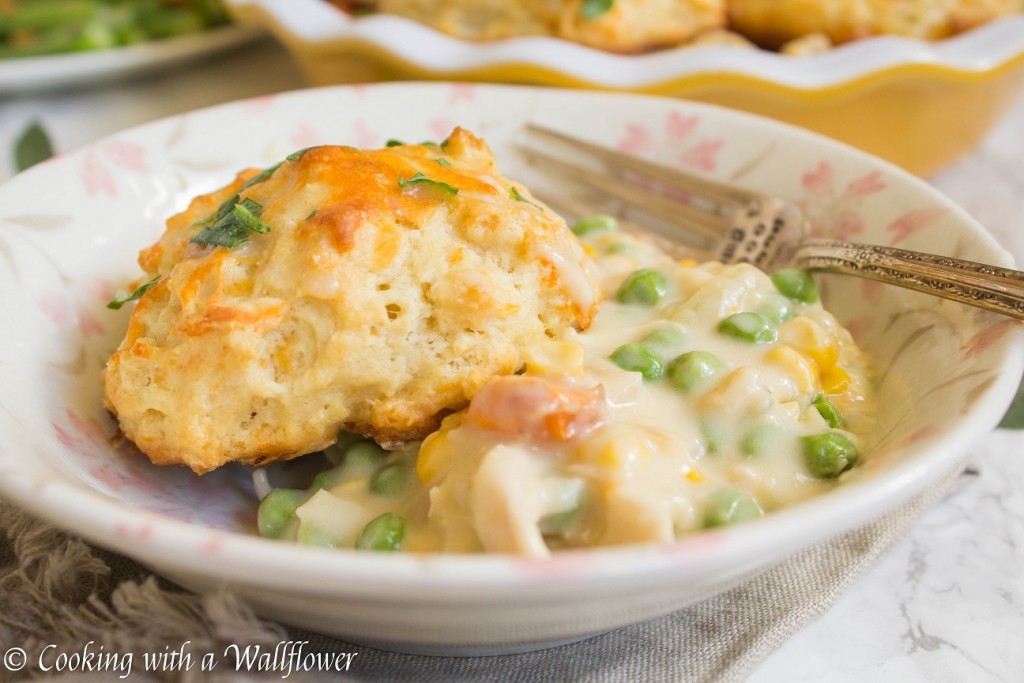 Chicken Pot Pie with Garlic Cheddar Biscuits | Cooking with a Wallflower