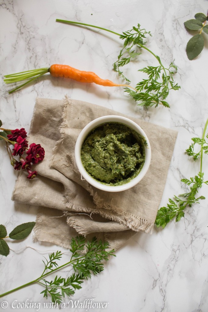 5 Minute Carrot Top Greens Pesto | Cooking with a Wallflower