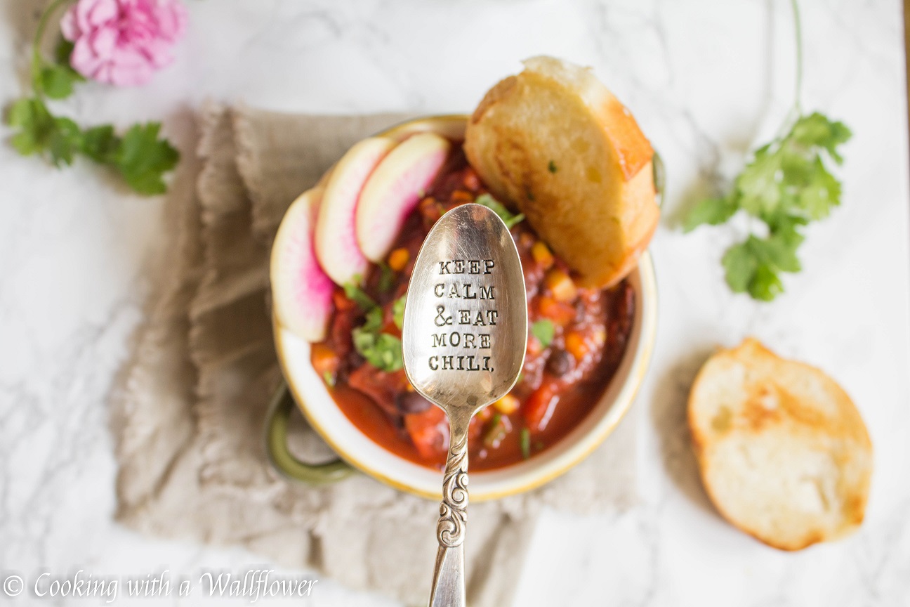 Spicy Root Vegetable Chili with Buttered Toast