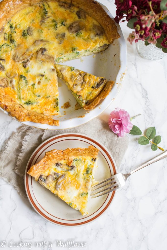 Broccoli Mushroom Cheddar Quiche | Cooking with a Wallflower
