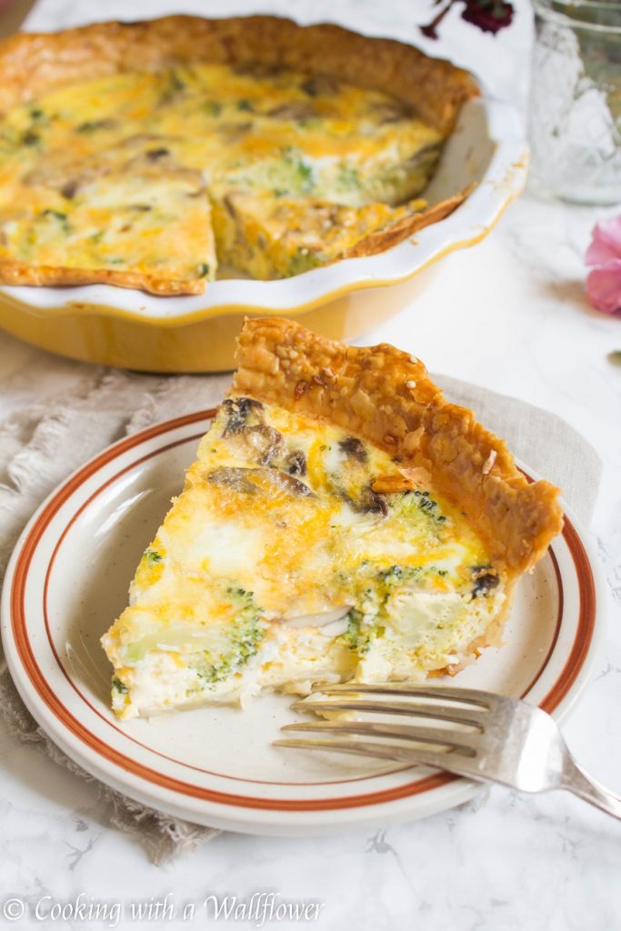 Broccoli Mushroom Cheddar Quiche | Cooking with a Wallflower