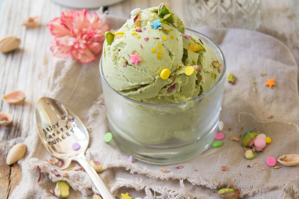 Matcha Green Tea Pistachio Ice Cream | Cooking with a Wallflower