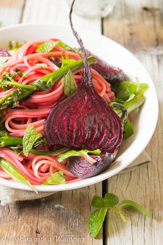 Roasted Beets, Broccolini, and Mushroom Linguine | Cooking with a Wallflower