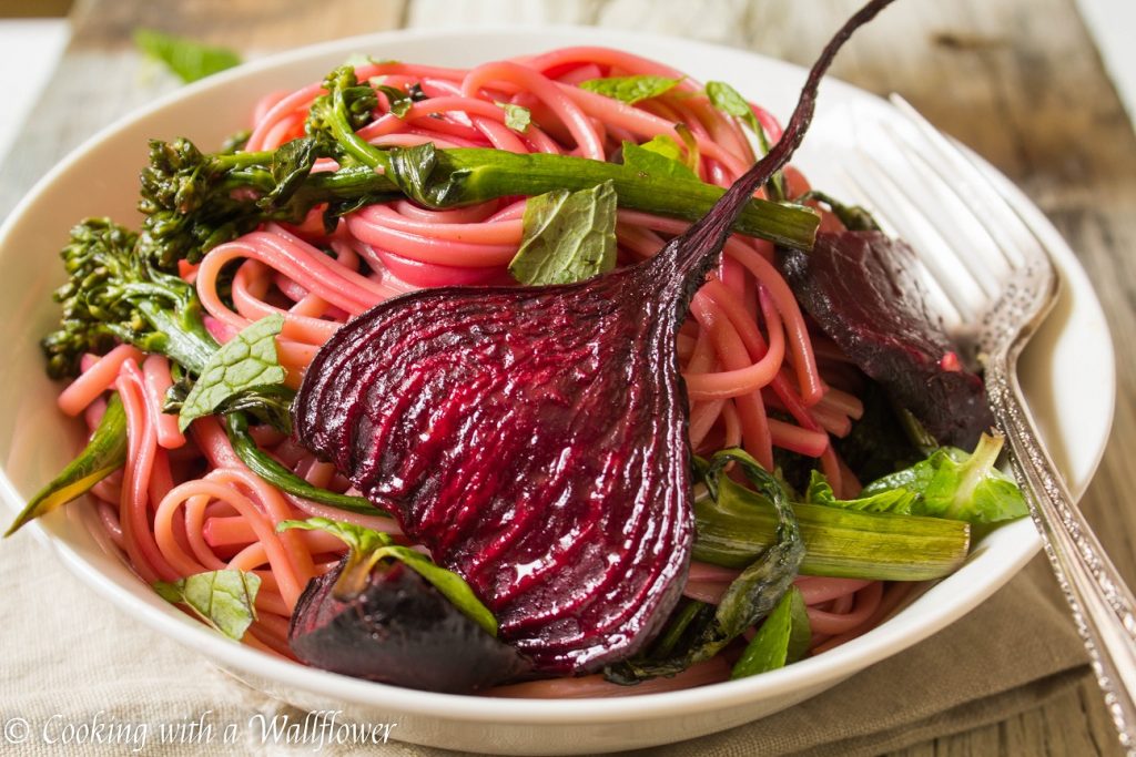 Roasted Beets, Broccolini, and Mushroom Linguine | Cooking with a Wallflower