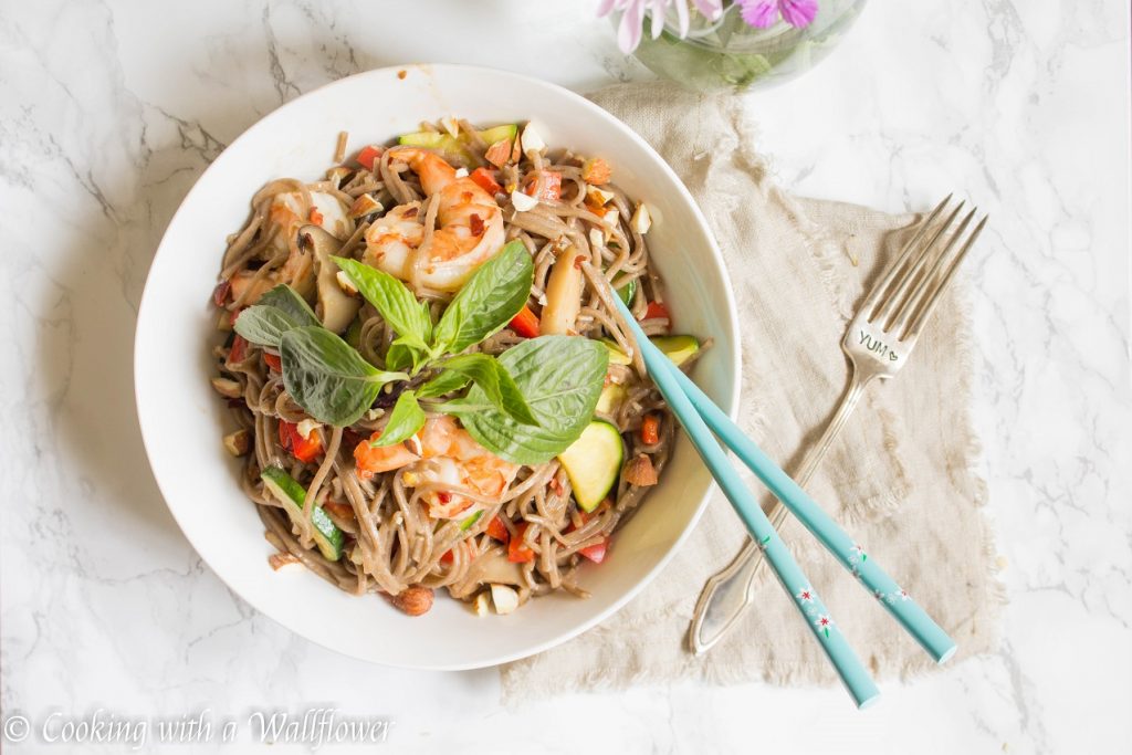 Sesame Shrimp Vegetable Soba Noodle Cooking With A Wallflower