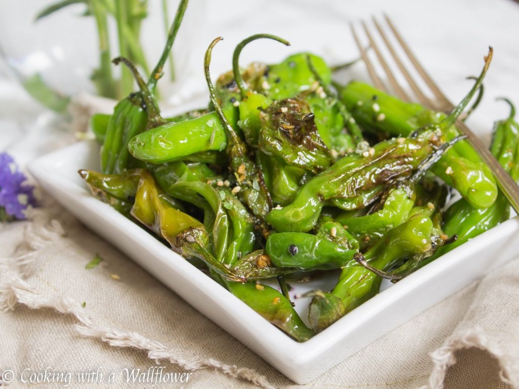 Blistered Garlic Sesame Shishito Peppers | Cooking with a Wallflower