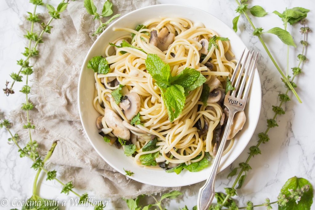 Garlic Mint Mushroom Linguine | Cooking with a Wallflower