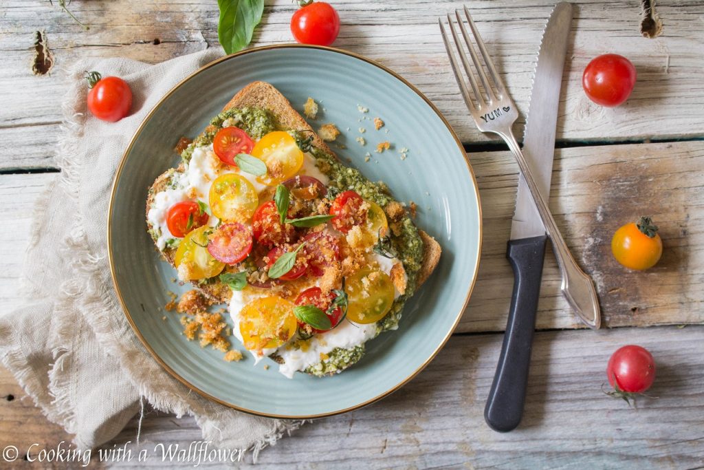 Tomato Basil Burrata Toast | Cooking with a Wallflower
