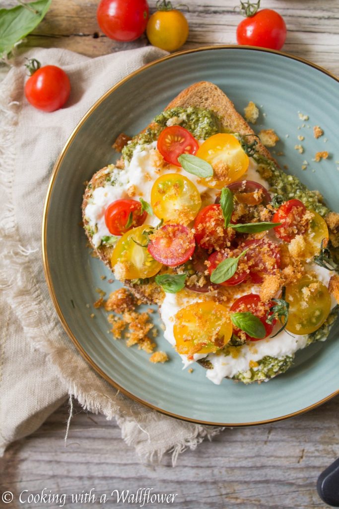 Tomato Basil Burrata Toast | Cooking with a Wallflower